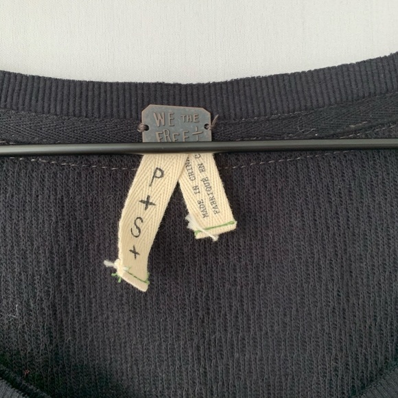 Free People We the Free Black Henley Thermal - Picture 3 of 8